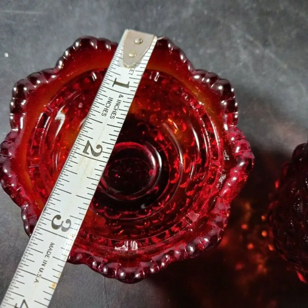 Fenton Art Glass MCM Hobnail Amberina Fairy Lamp